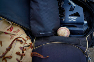 baseball glove, baseball gear with pitch pack uniform organizer